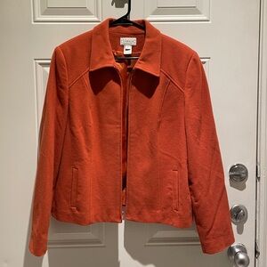 Conrad C. Collection Orange Wool Blazer Zip-Up Long Sleeve Jacket Size 16 (L-XL)